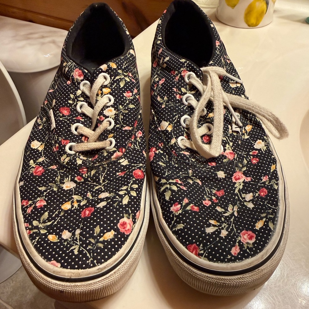 Vans Black Floral Sneakers
